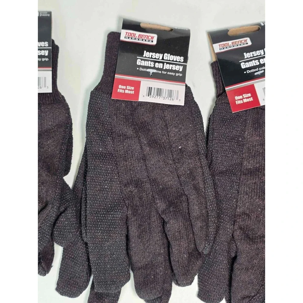 Tool Bench Hardware Jersey Gloves One Size Dotted Palms For Easy Grip Set of 5